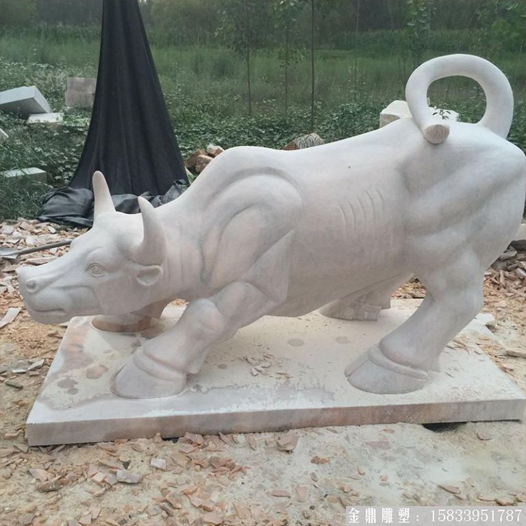 厂家生产定制晚霞红华尔街牛石雕 精致做工石牛 高品质石头雕刻动物雕塑5
